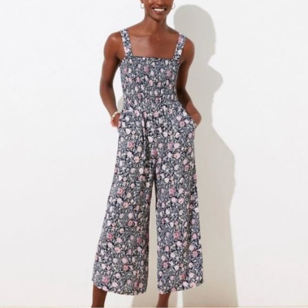 LOFT Women’s Floral Smocked Jumpsuit Size XS Petite